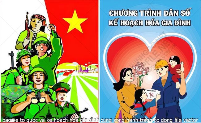 bao ve to quoc va ke hoach hoa gia dinh cung song hanh tranh co dong file vector